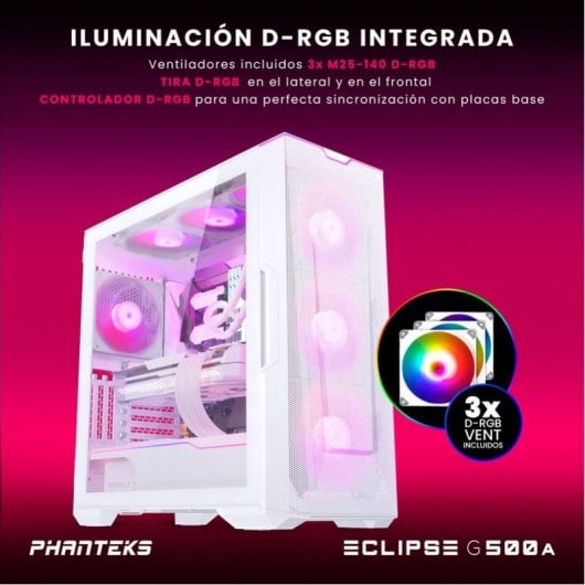 Phanteks Eclipse G500A DRGB Mid Tower Verre Trempé USB 3.0 Blanc