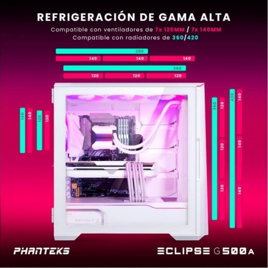 Phanteks Eclipse G500A DRGB Mid Tower Verre Trempé USB 3.0 Blanc