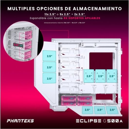 Phanteks Eclipse G500A DRGB Mid Tower Verre Trempé USB 3.0 Blanc