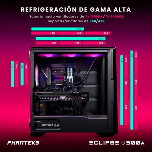 Phanteks Eclipse G500A DRGB Mid Tower in vetro temperato USB 3.0 Nero