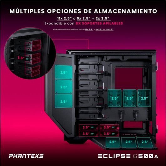 Phanteks Eclipse G500A DRGB Mid Tower Cristal Templado USB 3.0 Negra