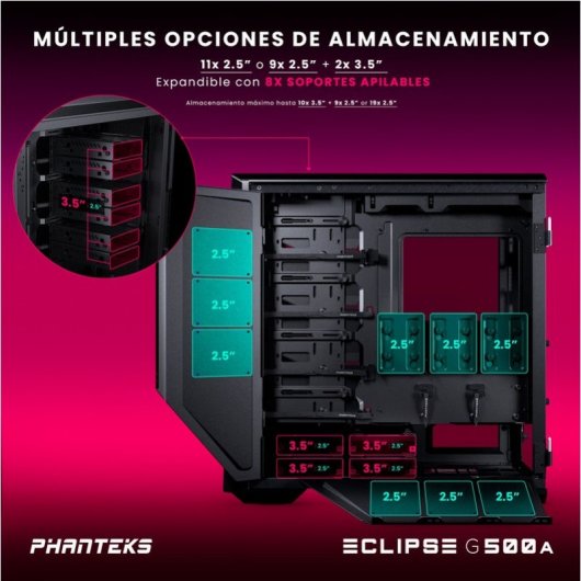 Phanteks Eclipse G500A DRGB Mid Tower in vetro temperato USB 3.0 Nero