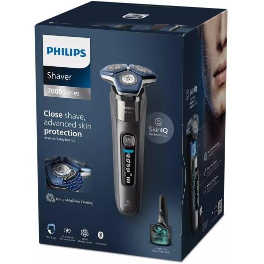 Máquina de Barbear Facial Philips Series 7000 S7887/55 Recarregável 60 min Seco e Molhado 3 Lâminas Cabeças Flexíveis Carga Rápida