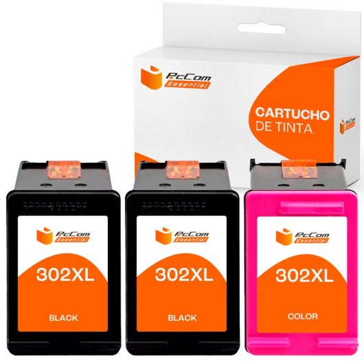 Pccom Essential HP 302XL Cartucho Tinta Compatible Negro/Tricolor Pack 3