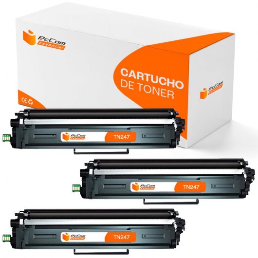 Pccom Essential Brother TN247/TN243 Tóner Compatible Negro Pack 3