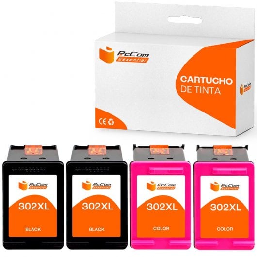 Pccom Essential HP 302XL Cartucho Tinta Compatible Negro/Tricolor Pack 4
