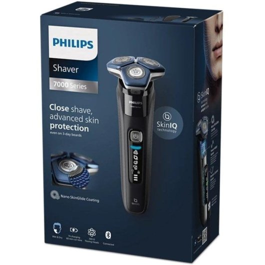Máquina de Barbear Facial Philips Series 7000 S7886/35 Recarregável 60min Seco e Molhado 3 Lâminas Carga Rápida