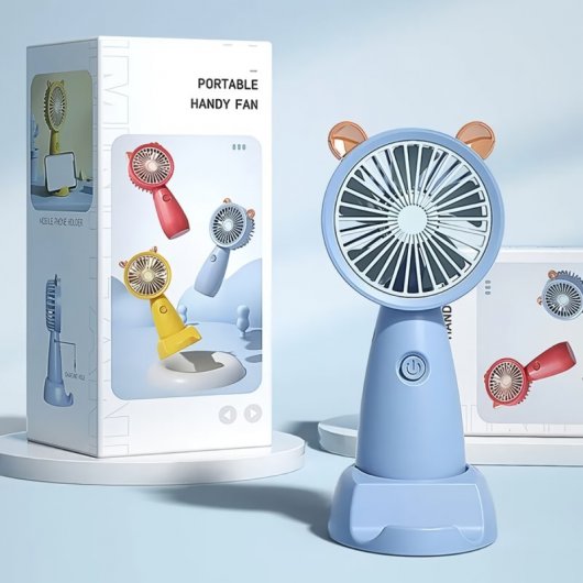 Klack Mini Ventilador con Soporte para Móvil Azul