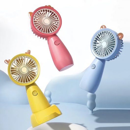 Klack Mini Ventilador con Soporte para Móvil Azul