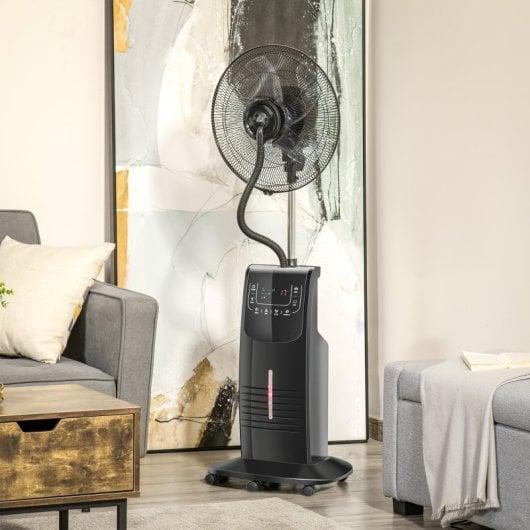 Homcom Ventilador de Pie Oscilante con Nebulizador 90W Negro