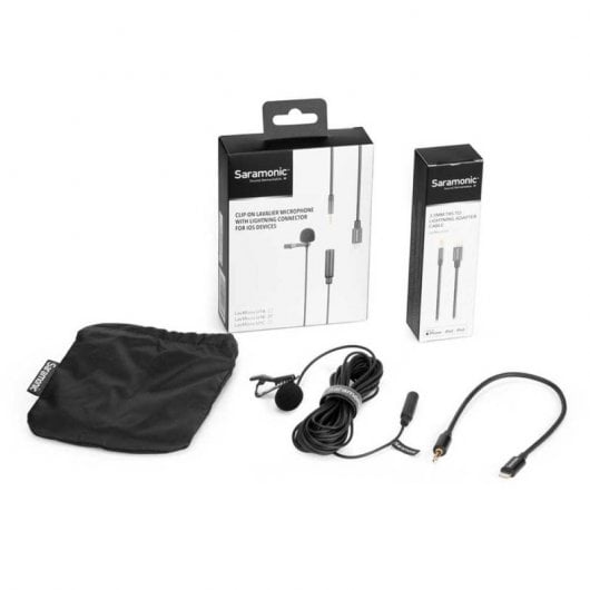 Saramonic LavMicro U1B Lavalier-Mikrofon mit Beleuchtung, 6 m, Schwarz