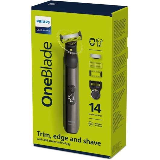 Tondeuse Homme Philips OneBlade Pro 360 QP6551/15 Sans Fil 120min 14 Longueurs Etanche