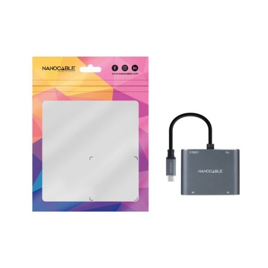 Nanocable USB-C auf 2xHDMI/USB2.0/PD Konverter 15 cm Grau