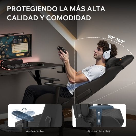SENSE7 Spellcaster Senshi Edition Silla Gaming de Ecopiel Ergonómico Soporte Lumbar Negro