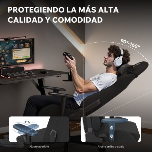 SENSE7 Spellcaster Senshi Edition Silla Gaming de Tela Ergonómico Soporte Lumbar Negro