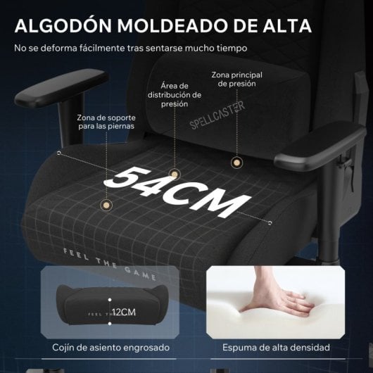 SENSE7 Spellcaster Senshi Edition Silla Gaming de Tela Ergonómico Soporte Lumbar Negro