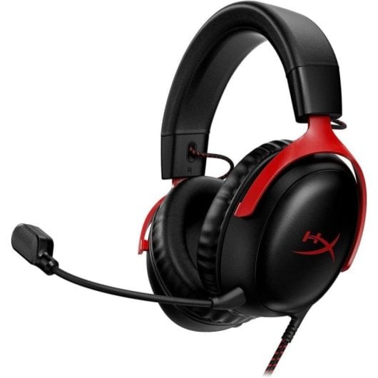 Auriculares HyperX Cloud III com fio USB-C/3,5 mm Gaming Cancelamento de Ruído Preto/Vermelho