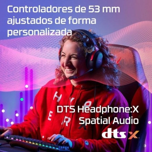 Auriculares HyperX Cloud III com fio USB-C/USB-A/Jack 3.5mm Gaming Com Cancelamento de Ruído Preto/Vermelho