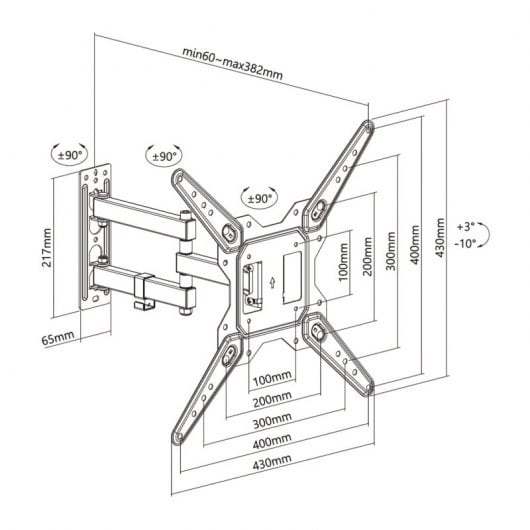 AISENS WT55TSE-153 support pour téléviseur 139,7 cm (55") Noir