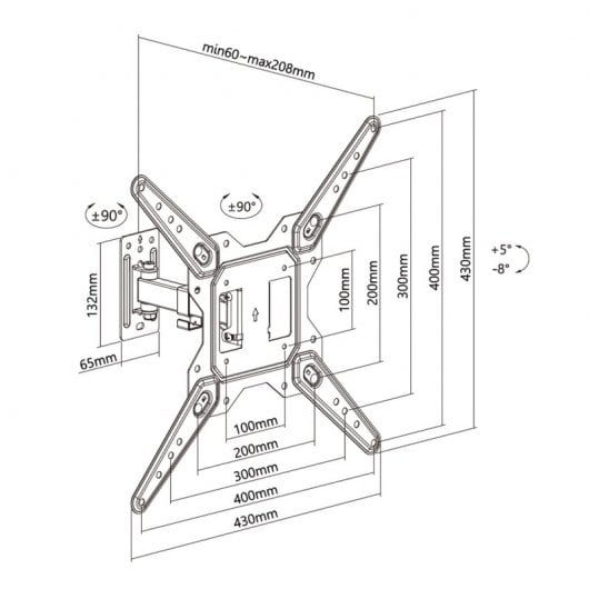 Aisens WT55TSE-151 Soporte Eco Giratorio/Inclinable para Monitor/TV 23”-55” VESA 400x400 Máx. 30Kg