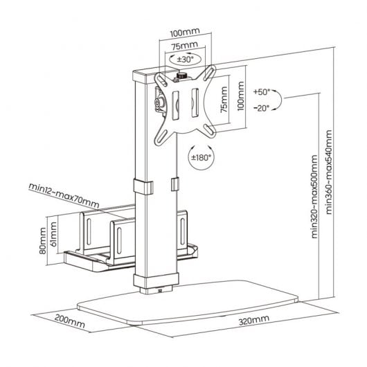 Aisens Soporte de Mesa Eco Giratorio/Inclinable para Monitor/TV/Mini PC 17”-32” VESA 100x100 Máx 8Kg