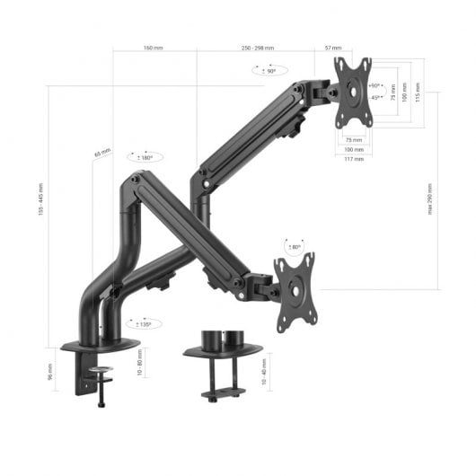 Aisens DT32TSR-141 Soporte Contrapeso Eco 2 Brazos para Monitores/TV 17”-32” VESA 100x100 Máx. 8Kg