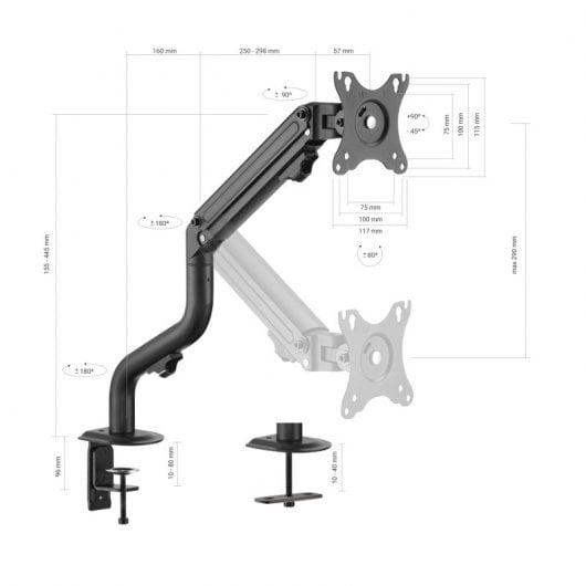 Aisens DT32TSR-139 Suporte de Secretária Contrapeso para Monitor/TV 17”-32” VESA 100x100 Máx 8Kg