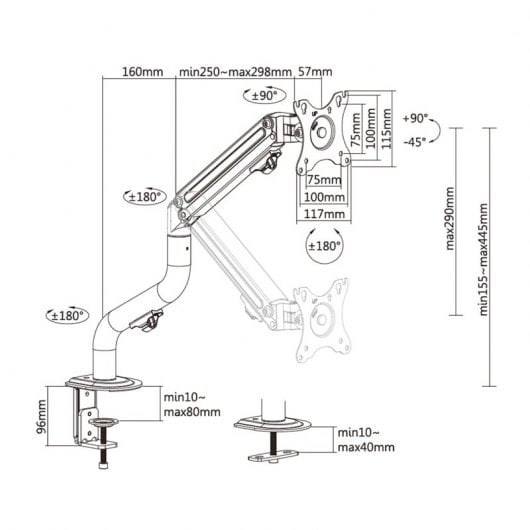 Aisens DT32TSR-139 Suporte de Secretária Contrapeso para Monitor/TV 17”-32” VESA 100x100 Máx 8Kg