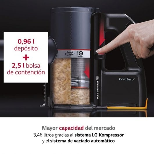 LG A9T-ULTRA2C Aspirador Escoba 210W con Doble Batería y Autovaciado