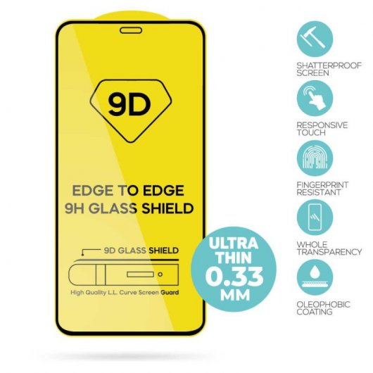 Protecteur D'écran Verre Trempé 9D Pour IPhone 12/12 Pro - Couverture Complète - Neuf