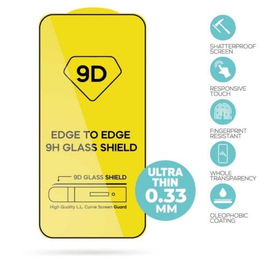 OcioDual Protector de Pantalla Cristal Templado Premium 9D Borde Negro para Iphone 14 Pro Max