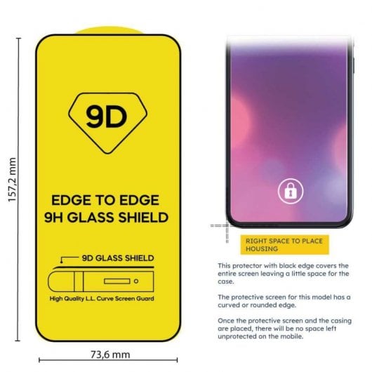 OcioDual Protector de Pantalla Cristal Templado Premium 9D Borde Negro para Iphone 14 Pro Max