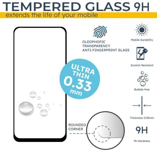 OcioDual Protector de Pantalla Cristal Templado Premium 9D Borde Negro para Iphone 14 Pro Max