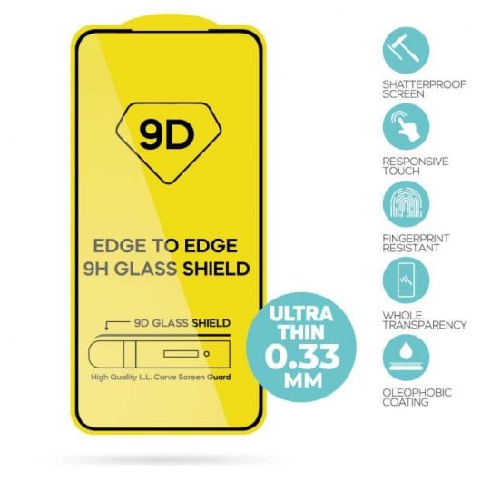 OcioDual Premium 9D Displayschutzfolie aus gehärtetem Glas mit schwarzem Rand für Samsung Galaxy S22