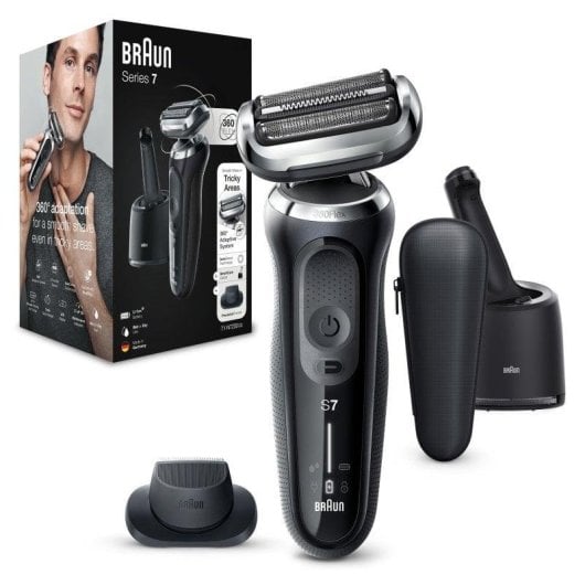 Rasoir Visage Braun Series 7 71-N7200cc Sans Fil 50min Sec et Mouillé 3 Lames Tondeuse Précision
