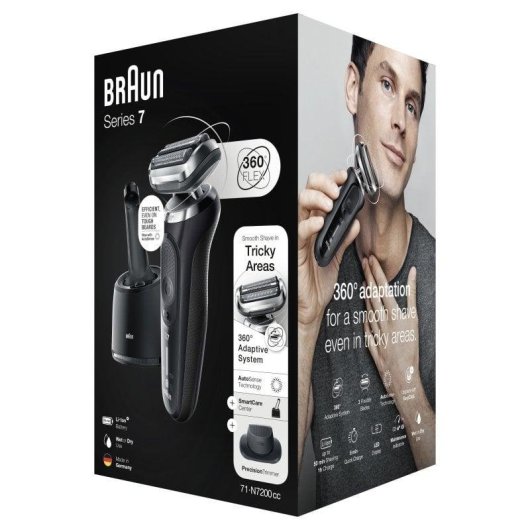 Rasoir Visage Braun Series 7 71-N7200cc Sans Fil 50min Sec et Mouillé 3 Lames Tondeuse Précision