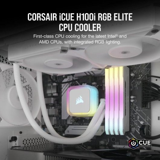 Flüssigkeitskühlung Corsair iCUE H100i RGB ELITE 240mm 2 Lüfter RGB