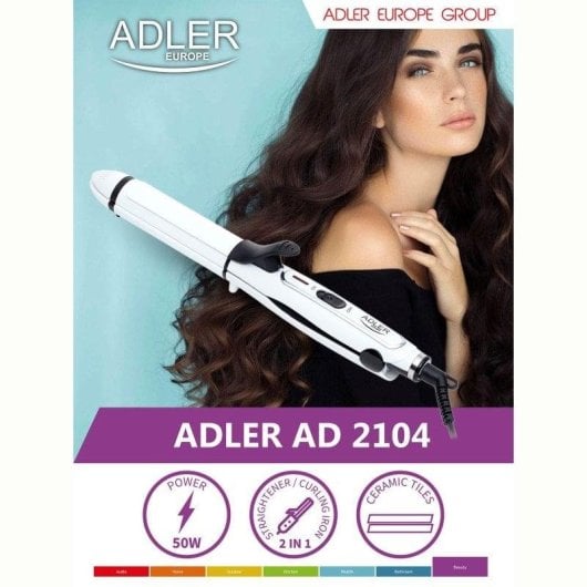 Plancha de pelo Adler AD 2104 2 en 1 cerámica cable 360º blanca