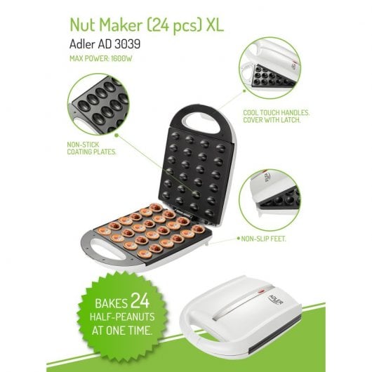Adler AD 3039 Hornillo Eléctrico para 24 Galletas Forma Nuez