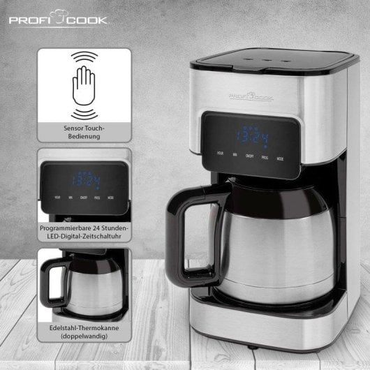 Cafetiere Goutte à goutte ProfiCook KA 1191 1,2L programmable inox 900W thermos