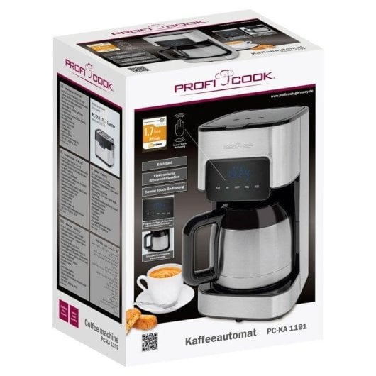 Cafetiere Goutte à goutte ProfiCook KA 1191 1,2L programmable inox 900W thermos