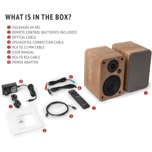 Vulkkano A4 ARC Enceintes de monitoring actives Bluetooth 50W Marron