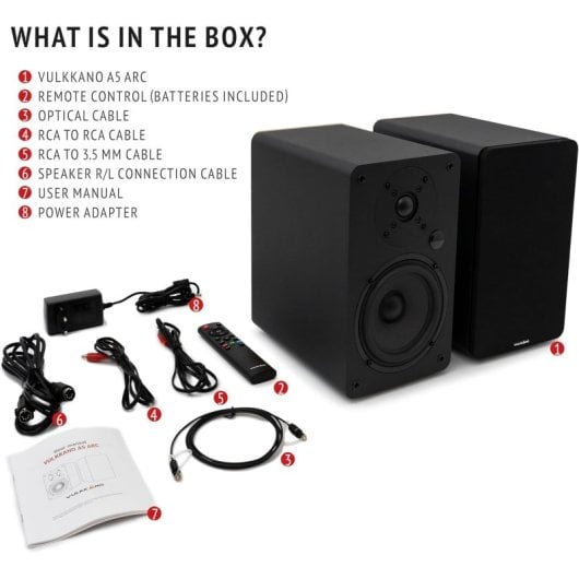 Vulkkano A5 ARC Enceintes de monitoring actives Bluetooth 100W Noir