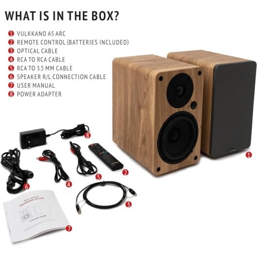 Vulkkano A5 ARC Enceintes de monitoring actives Bluetooth 100W Marron