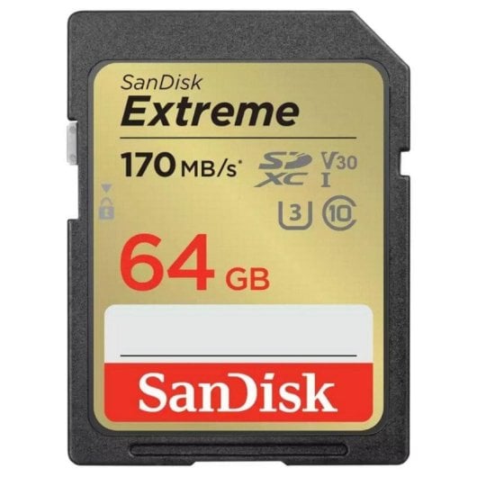 Cartão de Memória SanDisk Extreme SDXC 64GB UHS-I V30 170MBs Classe 10