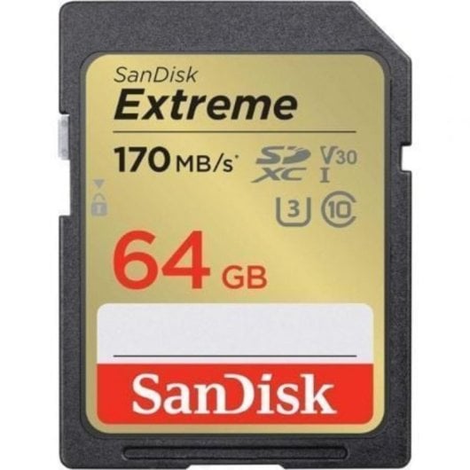 Cartão de Memória SanDisk Extreme SDXC 64GB UHS-I V30 170MBs Classe 10