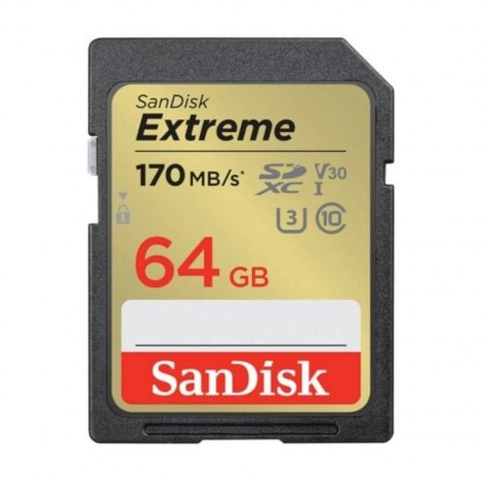 Cartão de Memória SanDisk Extreme SDXC 64GB UHS-I V30 170MBs Classe 10