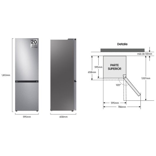 Samsung RB34C602DSA Frigorífico Combi No Frost D Acero Inoxidable