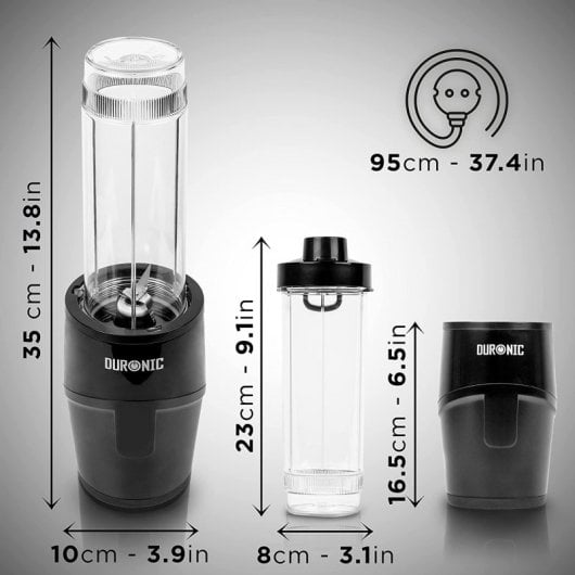 Duronic BL510 Mini Batidora Eléctrica con Botella de 570ml 500W Negra