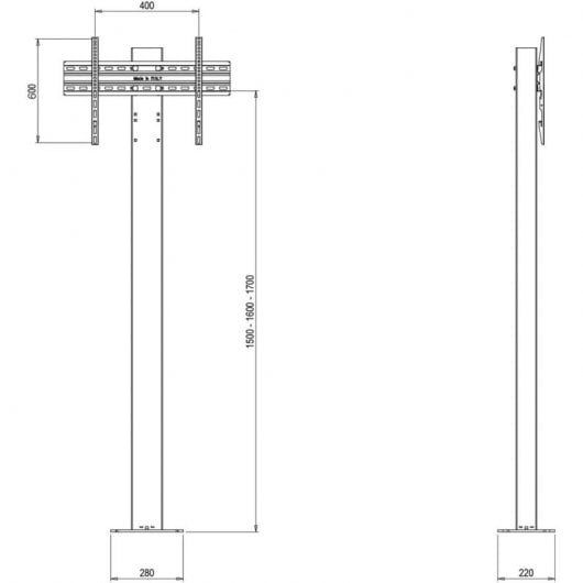 Kimex Soporte de Escaparate Atornillable para Pantallas 32"-65" VESA 400x600 Máx. 50Kg